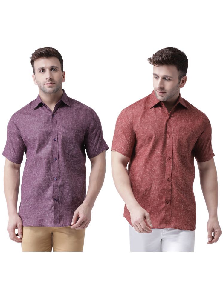     			RIAG Cotton Blend Regular Fit Solids Half Sleeves Men's Casual Shirt - Maroon ( Pack of 2 )