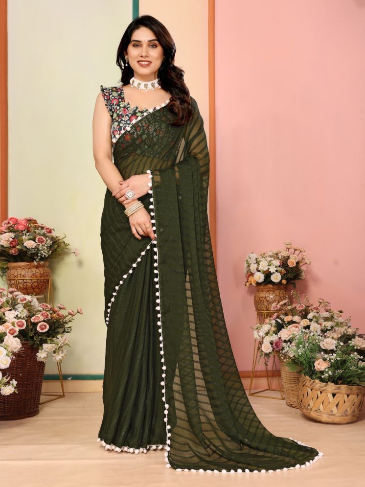     			Rangita Georgette Self Design Saree With Blouse Piece - Green ( Pack of 1 )