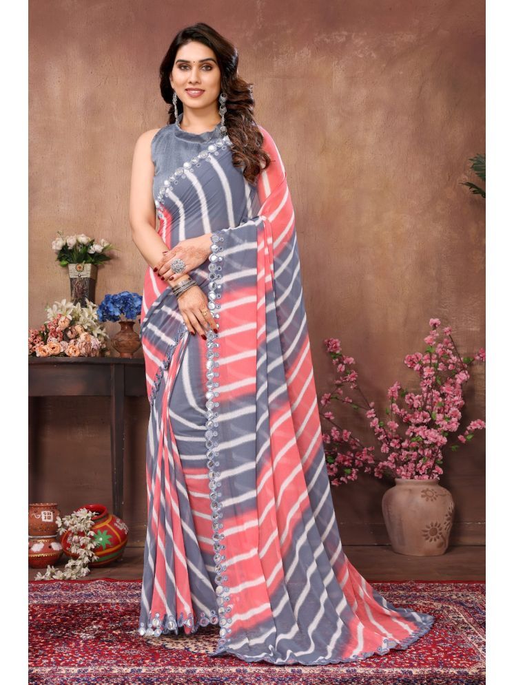     			Rangita Georgette Striped Saree With Blouse Piece - Multicolor ( Pack of 1 )