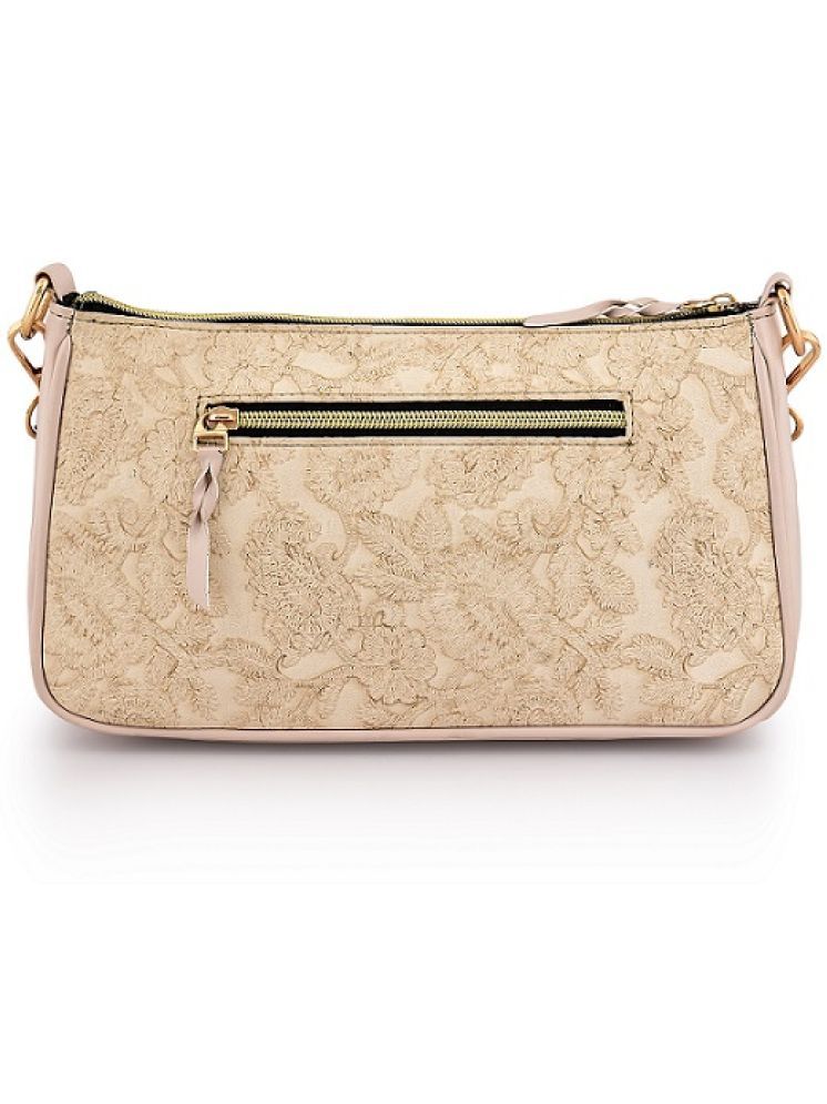     			SAKWOODS Cream PU Sling Bag