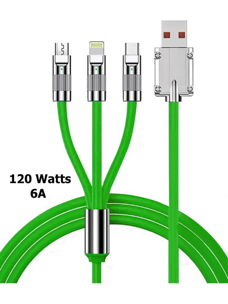     			Vertical9 1m Data Cables 3-in-1 Fast Charging Usb Cable - Green