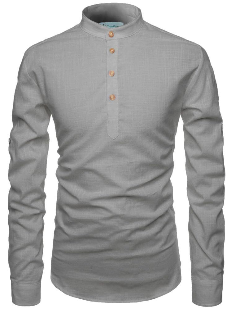     			ViraVesh Grey Cotton Men's Regular Kurta ( Pack of 1 )