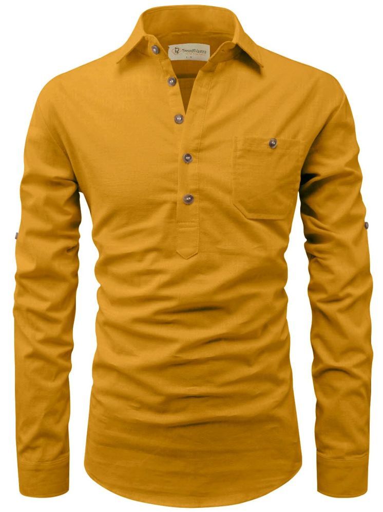     			ViraVesh Yellow Cotton Men's Shirt Style Kurta ( Pack of 1 )