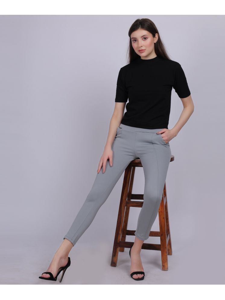     			aumbe Light Grey Polyester Skinny Women's Formal Pants ( Pack of 1 )