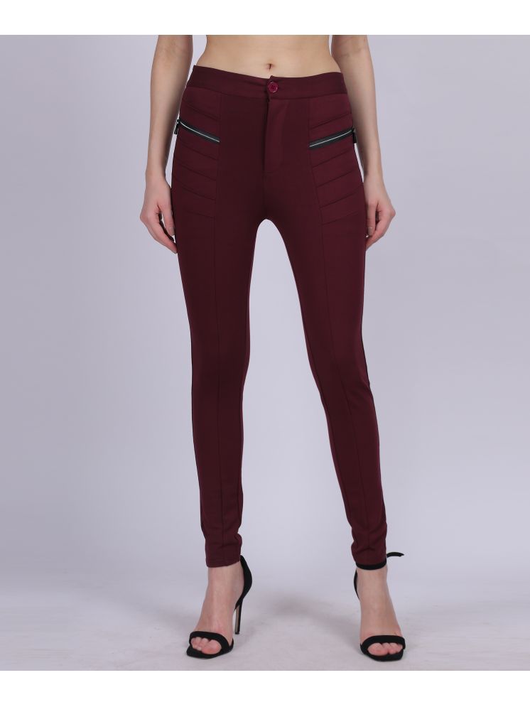     			aumbe Wine Polyester Skinny Women's Casual Pants ( Pack of 1 )