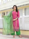 Juniper Cotton Printed Kurti With Pants Women's Stitched Salwar Suit - Pink ( Pack of 3 )