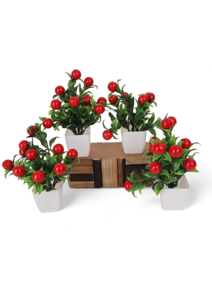     			Affair - Red Cherry Blossom Artificial Flowers With Pot ( Pack of 4 )