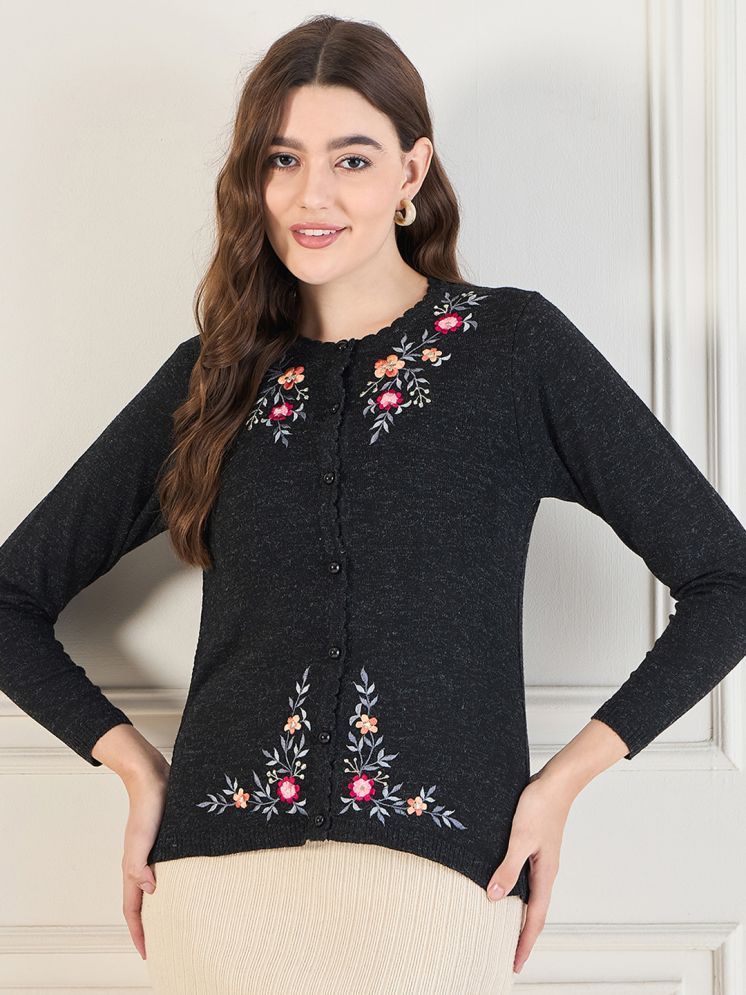     			Clapton Woollen Round Neck Women's Buttoned Cardigans - Black ( )