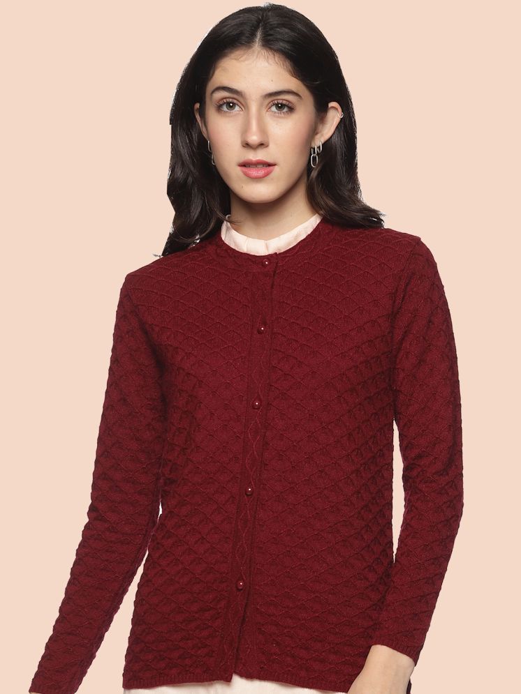     			Clapton Woollen Round Neck Women's Buttoned Cardigans - Maroon ( )