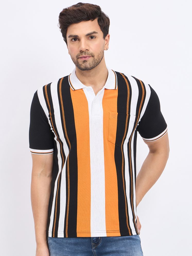     			Duke Cotton Blend Regular Fit Striped Half Sleeves Men's Polo T Shirt - Multicolor ( Pack of 1 )