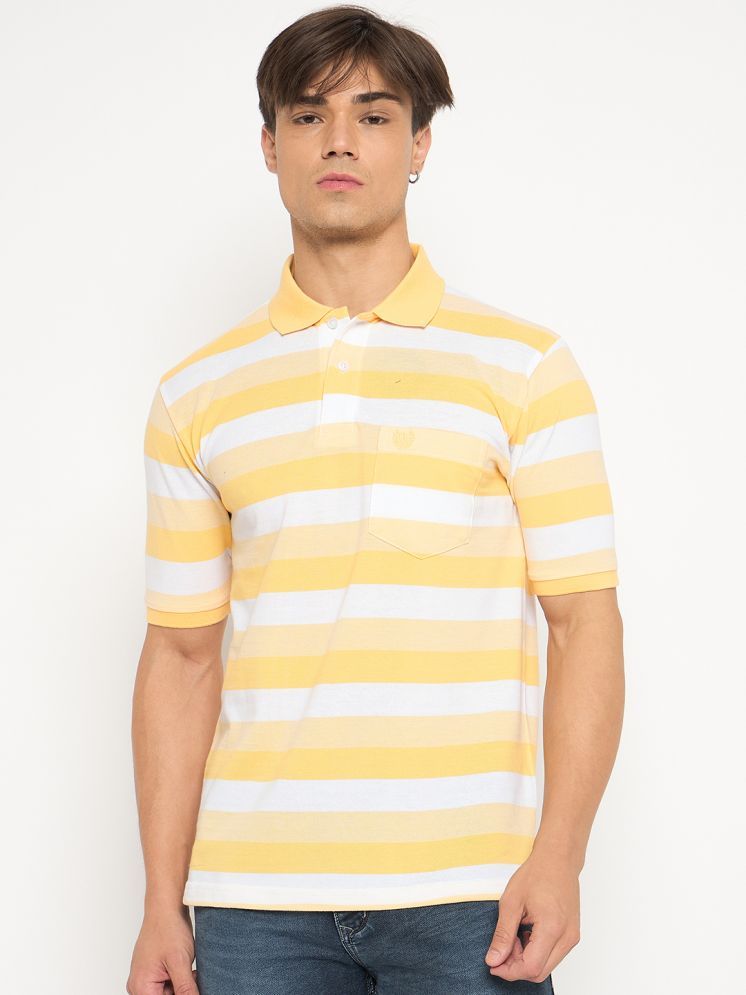     			Duke Pack of 1 Cotton Blend Regular Fit Striped Half Sleeves Men's Polo T Shirt ( Yellow )