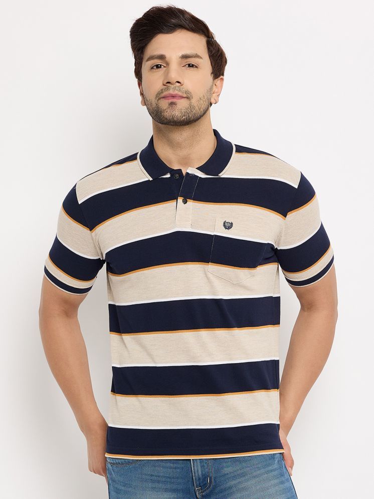     			Duke Cotton Blend Regular Fit Striped Half Sleeves Men's Polo T Shirt - Multicolor ( Pack of 1 )