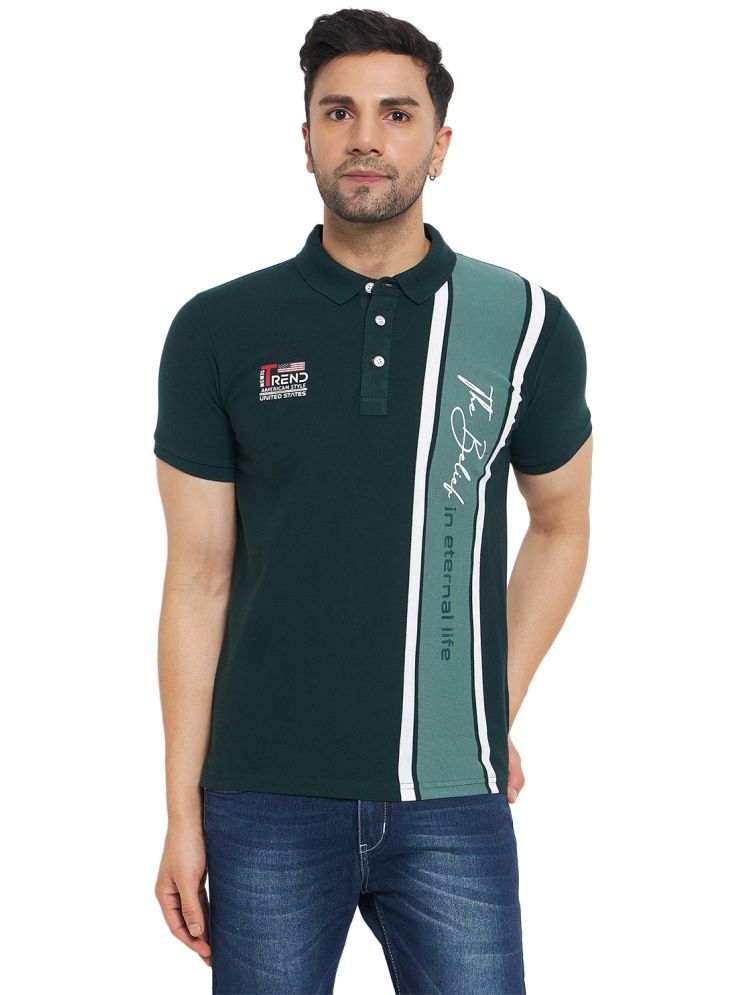     			Duke Cotton Blend Slim Fit Printed Half Sleeves Men's Polo T Shirt - Green ( Pack of 1 )