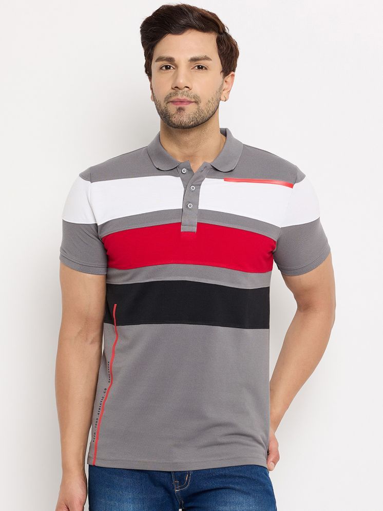     			Duke Cotton Blend Slim Fit Striped Half Sleeves Men's Polo T Shirt - Multicolor ( Pack of 1 )