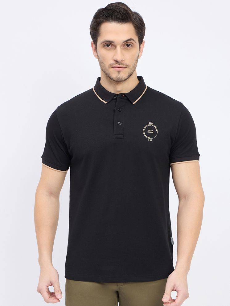     			Duke Cotton Blend Slim Fit Solid Half Sleeves Men's Polo T Shirt - Black ( Pack of 1 )