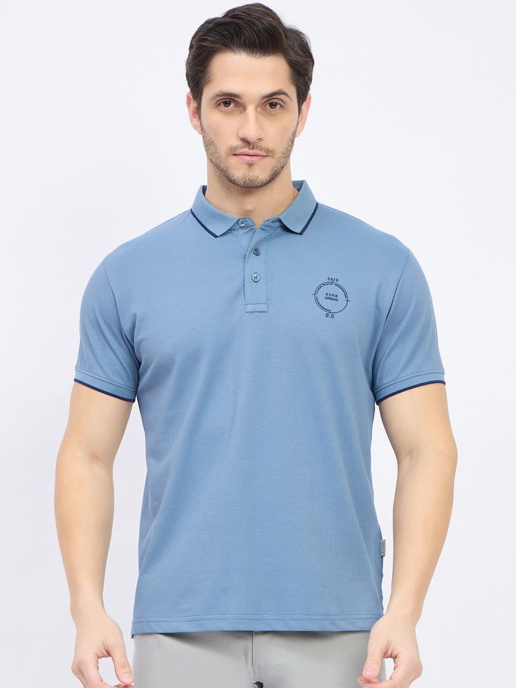     			Duke Cotton Blend Slim Fit Solid Half Sleeves Men's Polo T Shirt - Blue ( Pack of 1 )