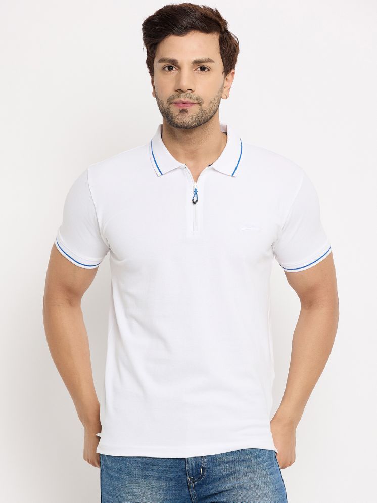     			Duke Pack of 1 Cotton Blend Slim Fit Solid Half Sleeves Men's Polo T Shirt ( White )