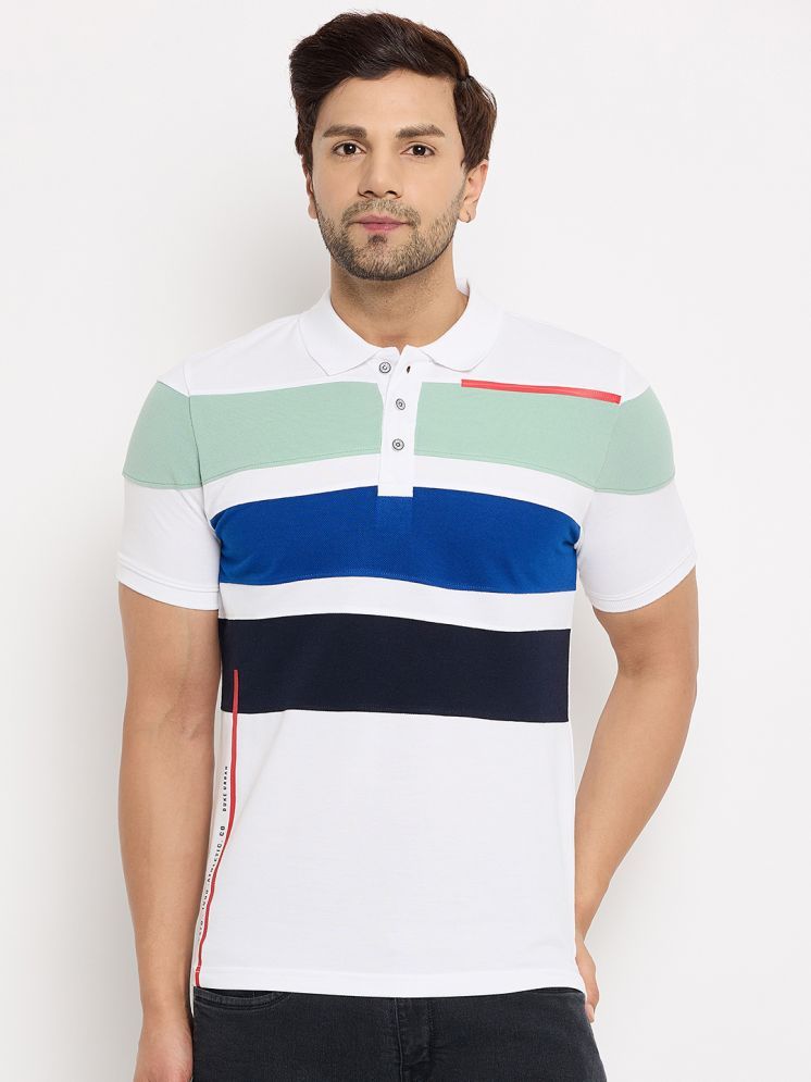     			Duke Cotton Blend Slim Fit Striped Half Sleeves Men's Polo T Shirt - Multicolor ( Pack of 1 )