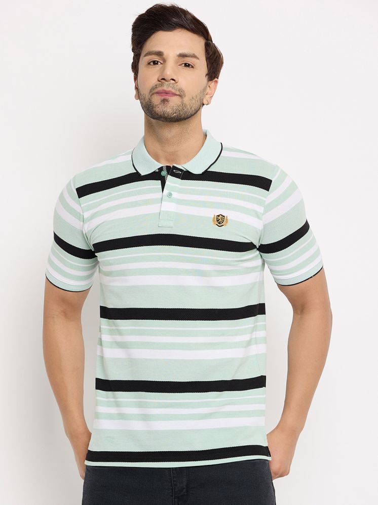     			Duke Cotton Blend Slim Fit Striped Half Sleeves Men's Polo T Shirt - Green ( Pack of 1 )