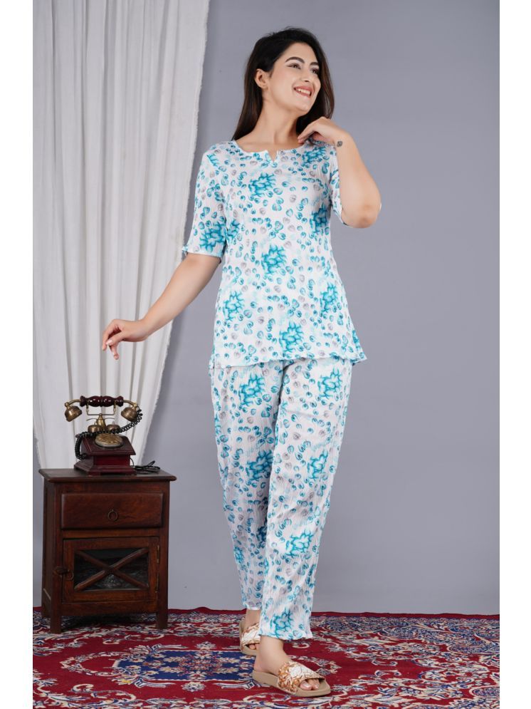     			EXPORTHOUSE Turquoise Polyester Women's Nightwear Nightsuit Sets ( Pack of 1 )