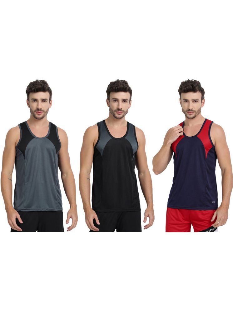     			FTX Pack of 3 Polyester Men's Vest ( Stone Grey )