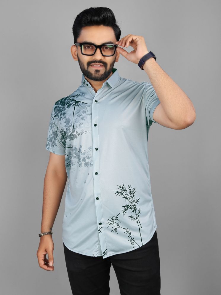     			Fashionfricks Polyester Regular Fit Printed Half Sleeves Men's Casual Shirt - Grey ( Pack of 1 )