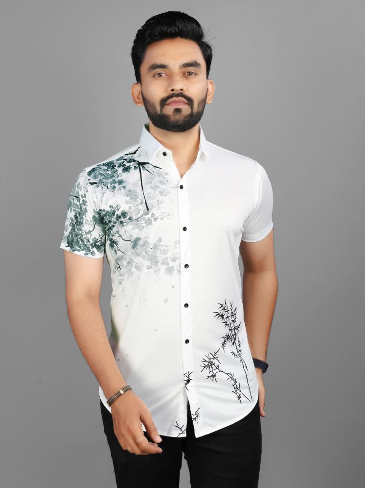     			Fashionfricks Polyester Regular Fit Printed Half Sleeves Men's Casual Shirt - White ( Pack of 1 )