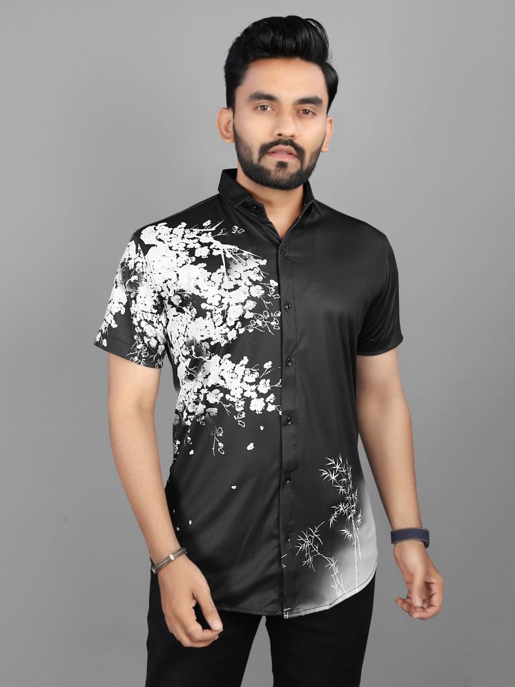     			Fashionfricks Polyester Regular Fit Printed Half Sleeves Men's Casual Shirt - Black ( Pack of 1 )