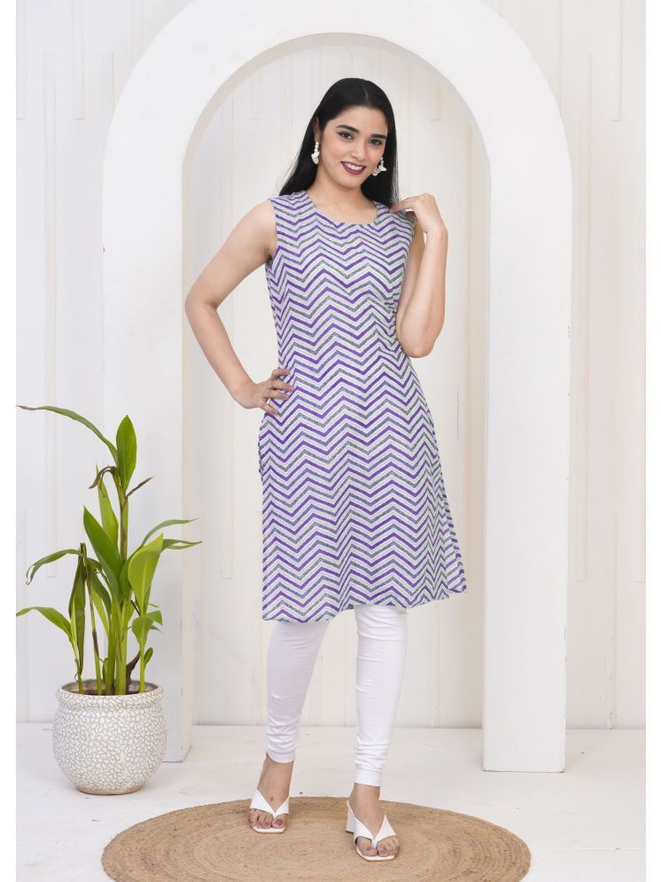     			Frionkandy Cotton Printed Straight Women's Kurti - Purple ( Pack of 1 )