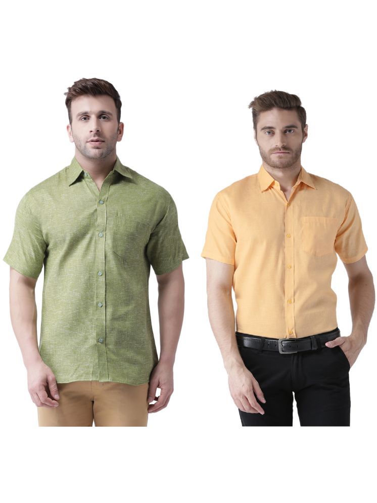     			KLOSET By RIAG Cotton Blend Regular Fit Solids Half Sleeves Men's Casual Shirt - Mustard ( Pack of 2 )