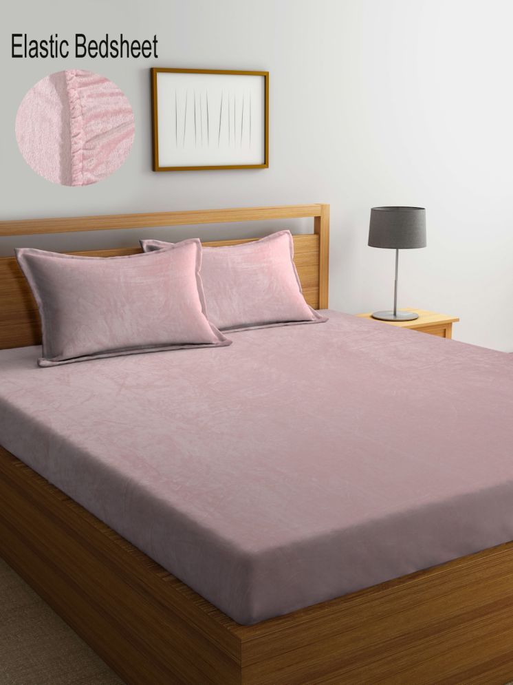     			Klotthe Fleece Solid 1 Double with 2 Pillow Covers - Pink