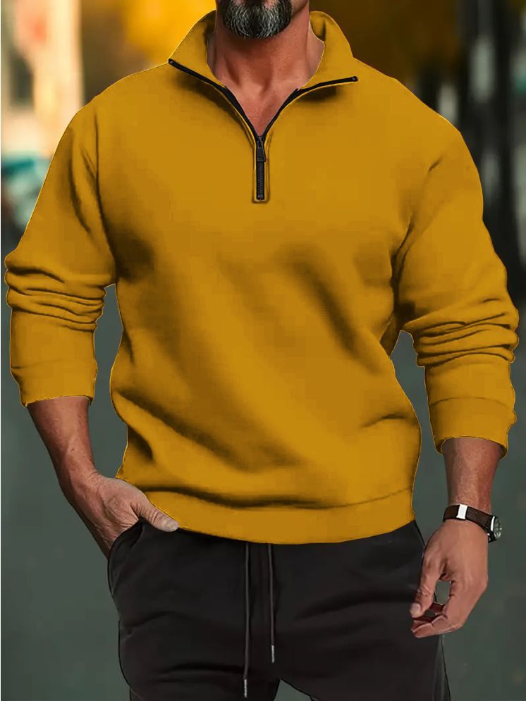     			Lecowar Fleece High Neck Men's Sweatshirt - Mustard ( Pack of 1 )