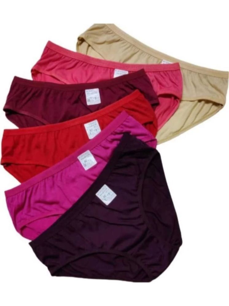     			PIYURZ Pack of 6 Poly Cotton Solid Women's Briefs ( Multi Color )