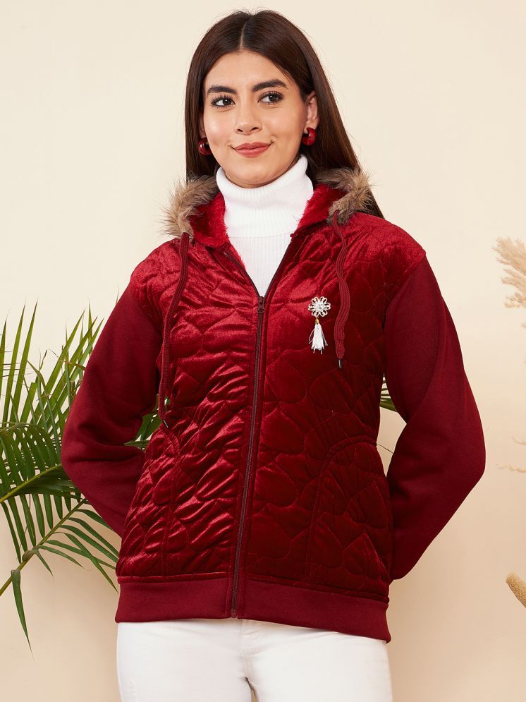     			Pivl - Fleece Maroon Hooded Jackets