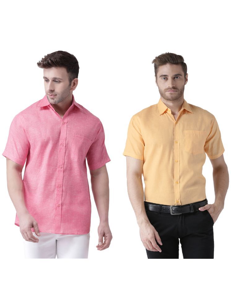     			RIAG Cotton Blend Regular Fit Solids Half Sleeves Men's Casual Shirt - Mustard ( Pack of 2 )