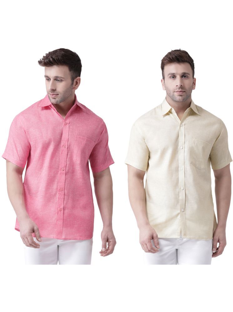     			RIAG Cotton Blend Regular Fit Self Design Half Sleeves Men's Casual Shirt - Beige ( Pack of 2 )