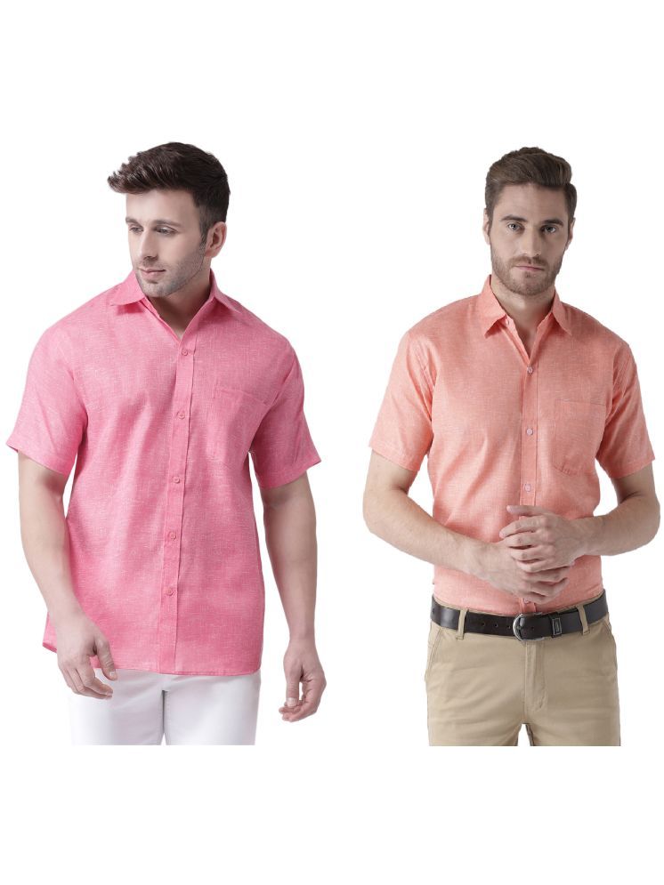     			RIAG Cotton Blend Regular Fit Self Design Half Sleeves Men's Casual Shirt - Orange ( Pack of 2 )