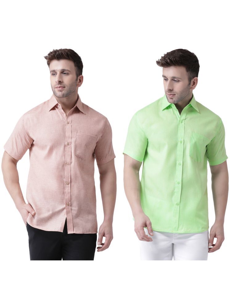     			RIAG Cotton Blend Regular Fit Solids Half Sleeves Men's Casual Shirt - Green ( Pack of 2 )