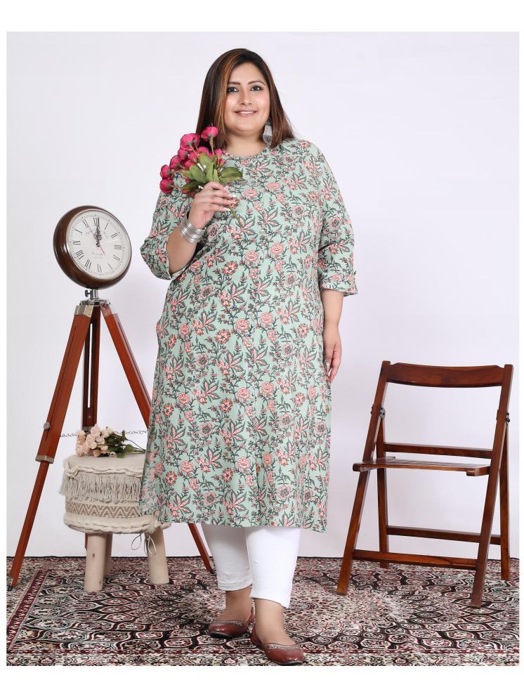     			Vashineh Cotton Printed A-line Women's Kurti - Green ( Pack of 1 )