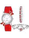 EEWHI Red Silicon Analog Womens Watch