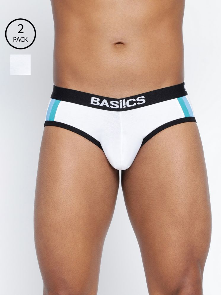     			BASIICS By La Intimo Pack of 2 Cotton Blend Men's Briefs ( White )