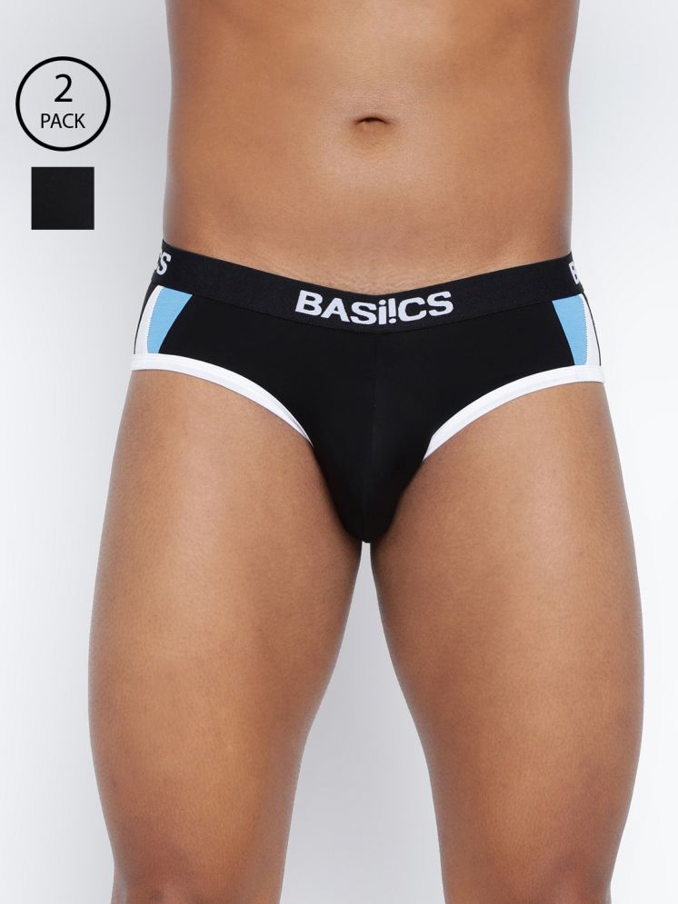     			BASIICS By La Intimo Pack of 2 Cotton Blend Men's Briefs ( Black )