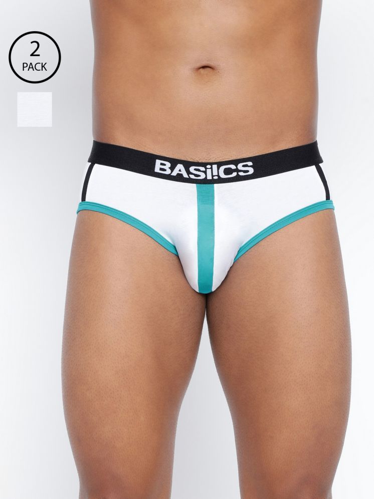     			BASIICS By La Intimo Pack of 2 Cotton Blend Men's Briefs ( White )