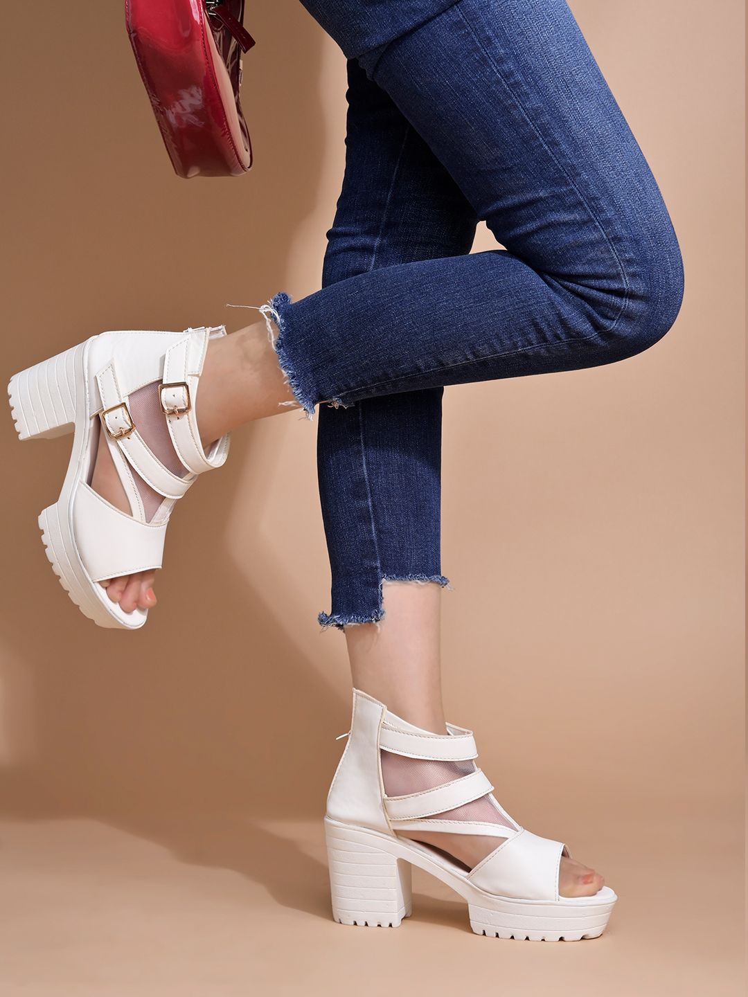     			Stylestry White Women's Sandal Heels