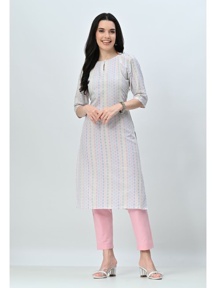     			ALL WAYS YOU Cotton Blend Striped Kurti With Pants Women's Stitched Salwar Suit - Multicolor ( Pack of 1 )