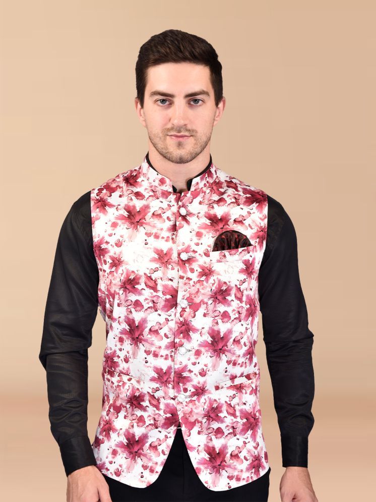     			BOWLIFESTYLE Maroon Cotton Blend Men's Nehru Jacket ( Pack of 1 )