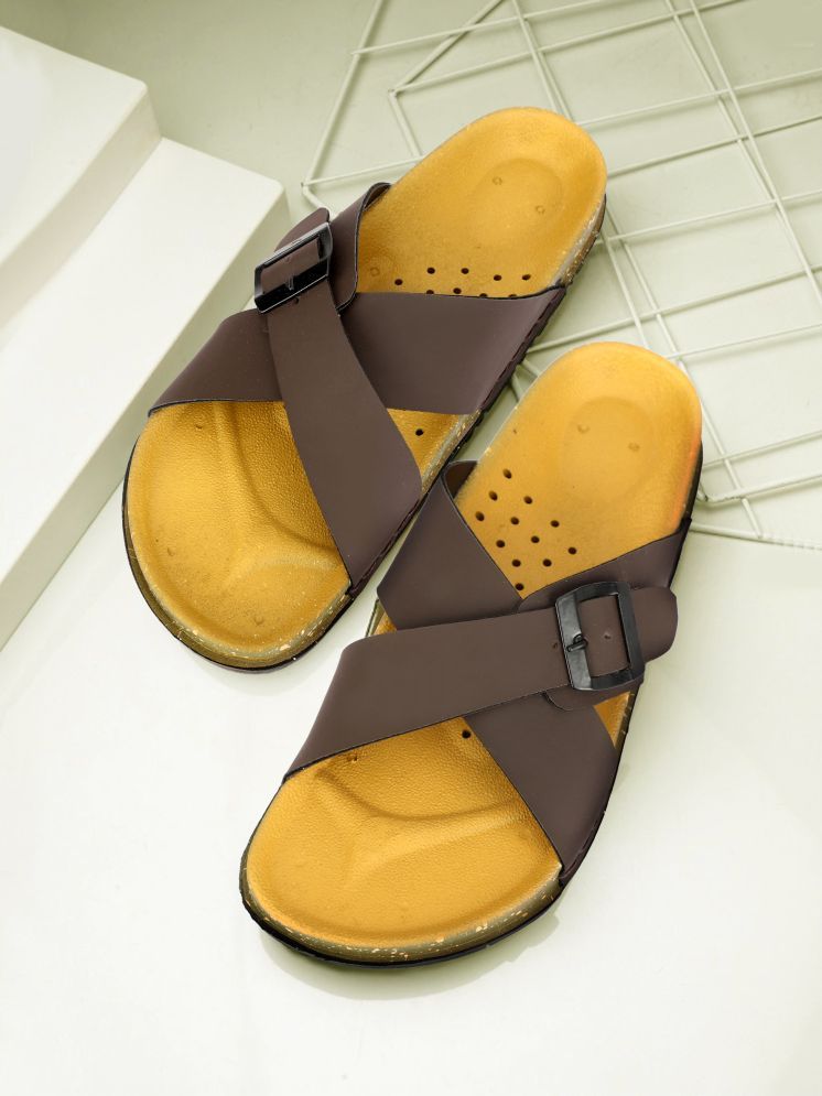     			Buxton Brown Men's Slide Flip Flop