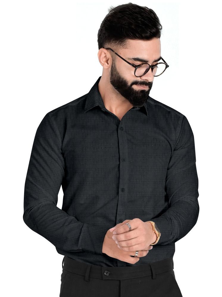     			Fashionfricks Cotton Flex Regular Fit Solids Full Sleeves Men's Casual Shirt - Black ( Pack of 1 )