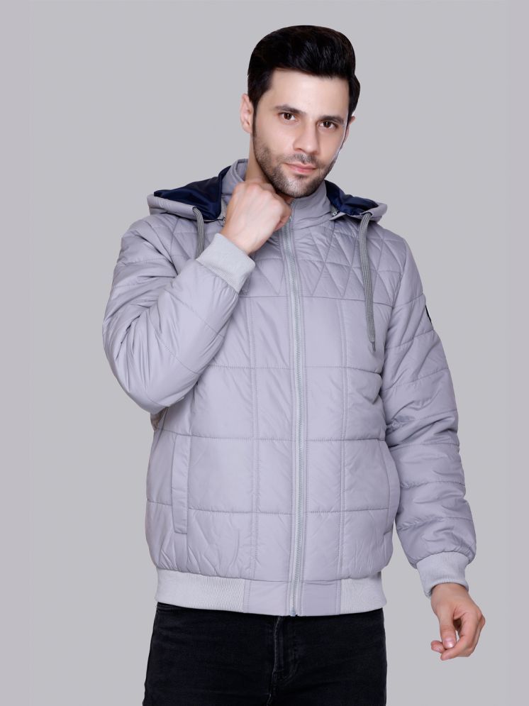     			IF-INDIAN FORT Nylon Men's Quilted & Bomber Jacket - Light Grey ( Pack of 1 )