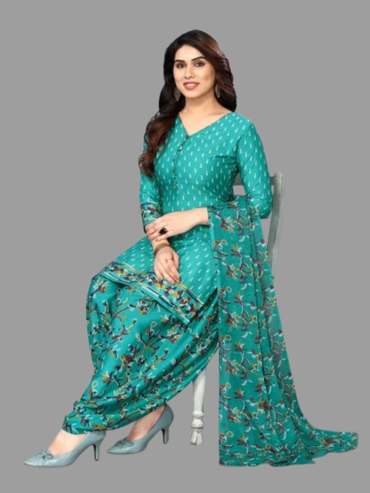     			Indian Silk Unstitched Crepe Printed Dress Material - Light Blue ( Pack of 1 )